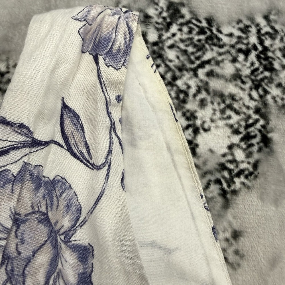 Cynthia Rowley 100% Linen Floral Midi Dress Womens 6 White Blue Fit Flare Coasta - Picture 10 of 11